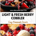 Freshly baked berry cobbler skillet topped with golden crust and vibrant fresh berries.